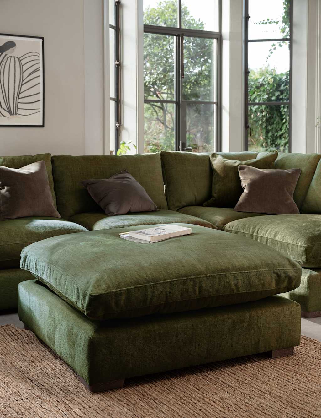 Barker And Stonehouse Palmer Textured Chenille Footstool - Green - Available at M&S