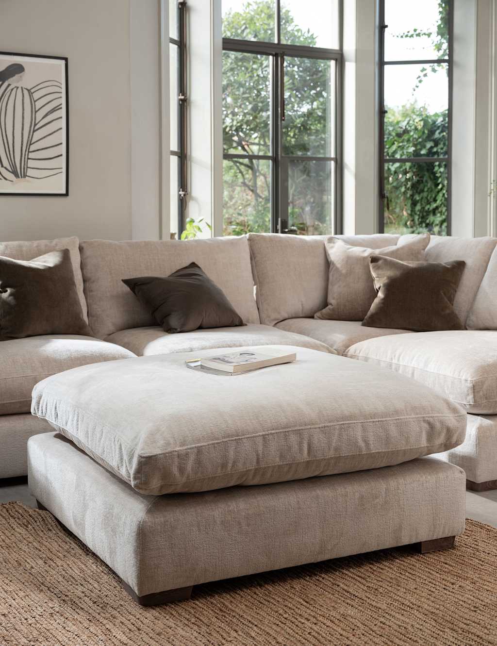 Barker And Stonehouse Palmer Textured Chenille Footstool - Neutral - Available at M&S