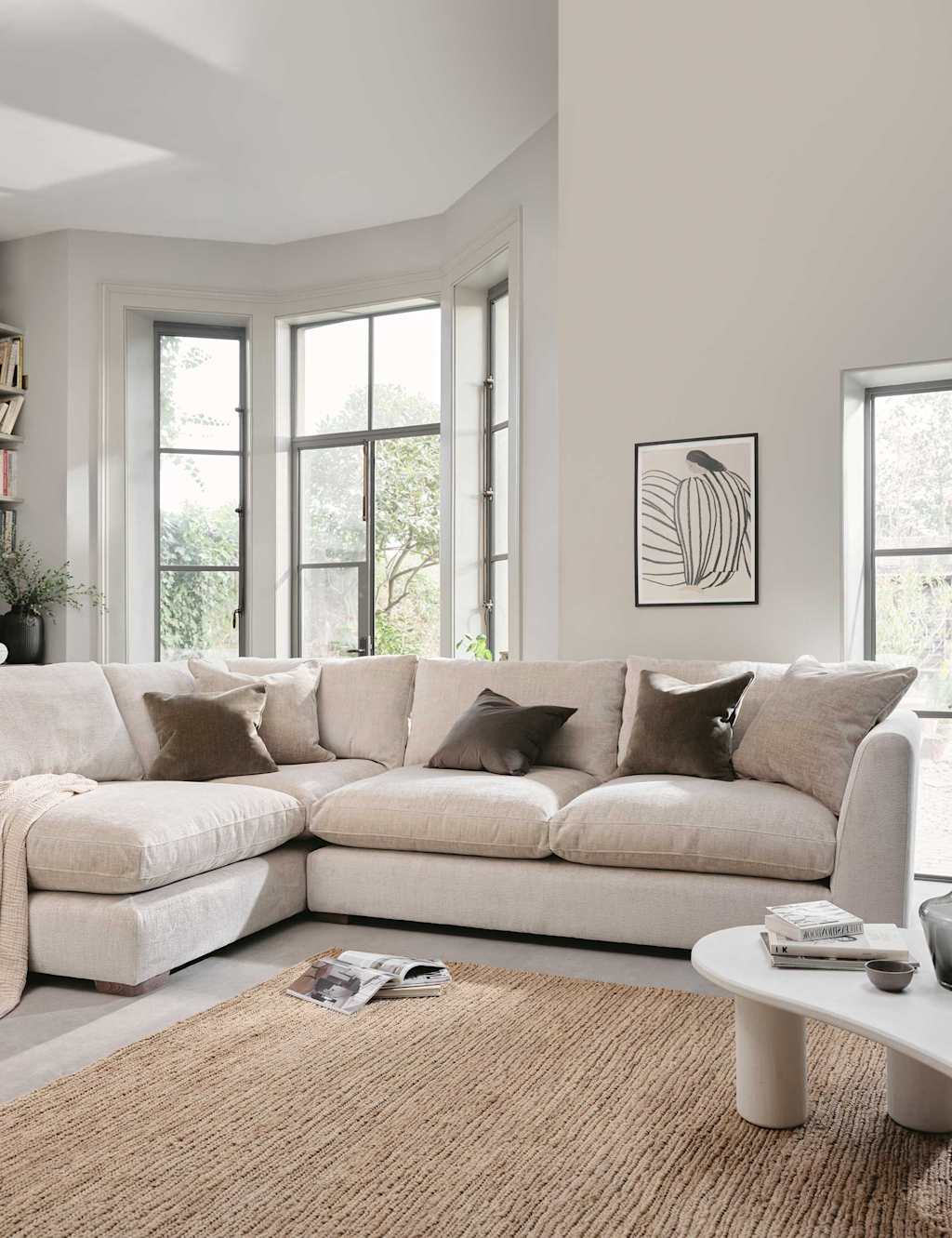 Barker And Stonehouse Palmer Textured Chenille Left Hand Corner Sofa - Neutral - Available at M&S
