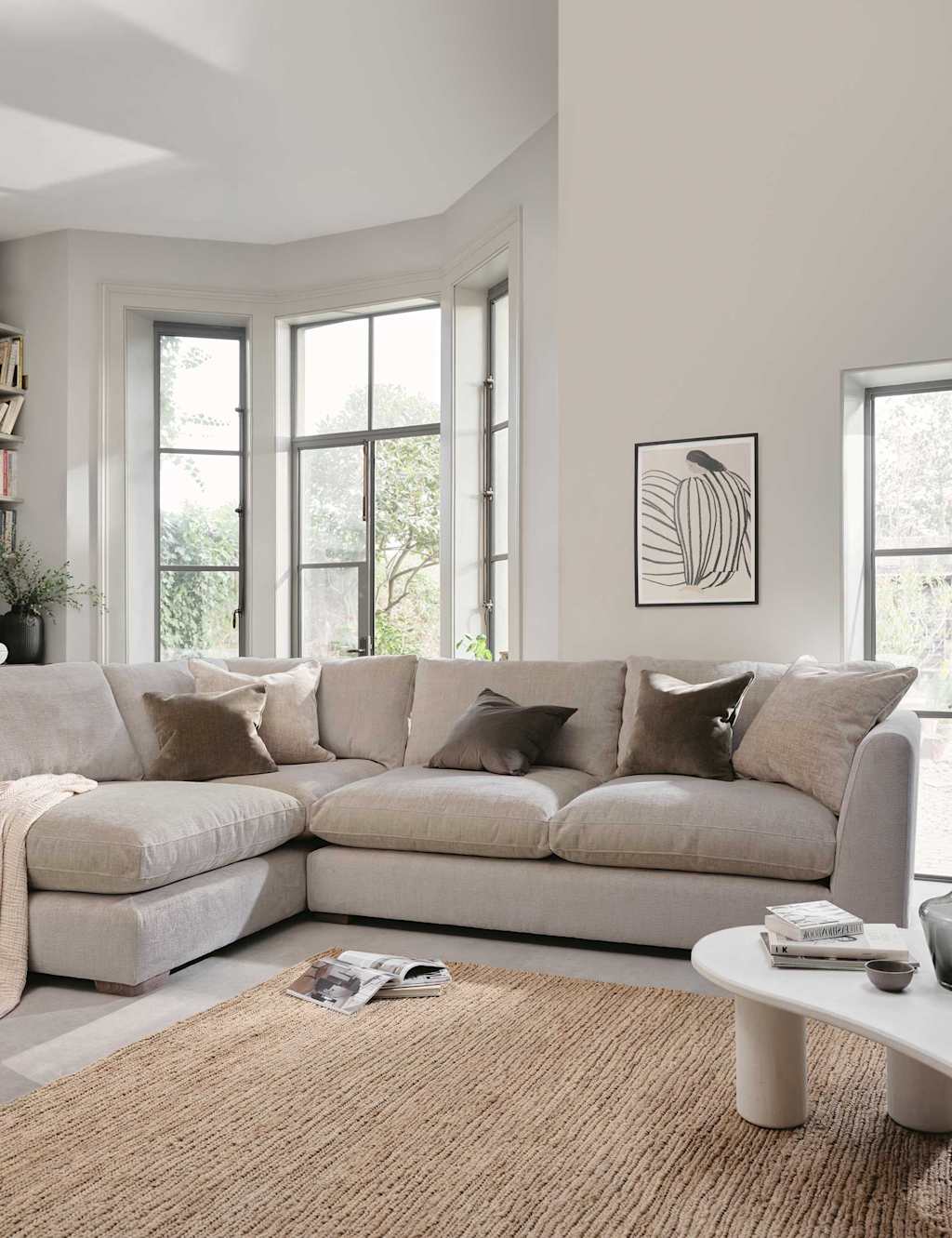 Barker And Stonehouse Palmer Textured Chenille Left Hand Corner Sofa - Grey - Available at M&S