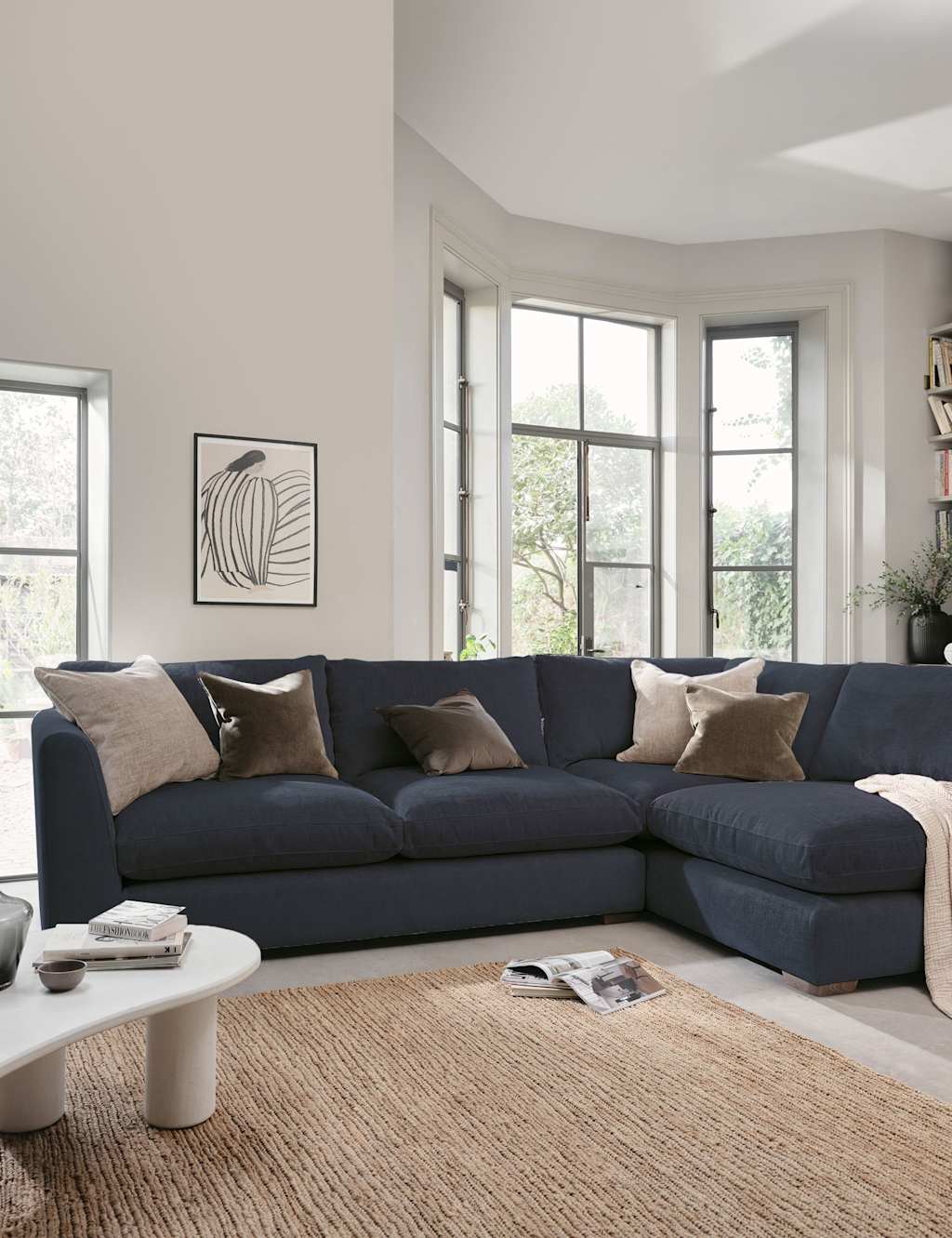Barker And Stonehouse Palmer Textured Chenille Right Hand Corner Sofa - Navy - Available at M&S