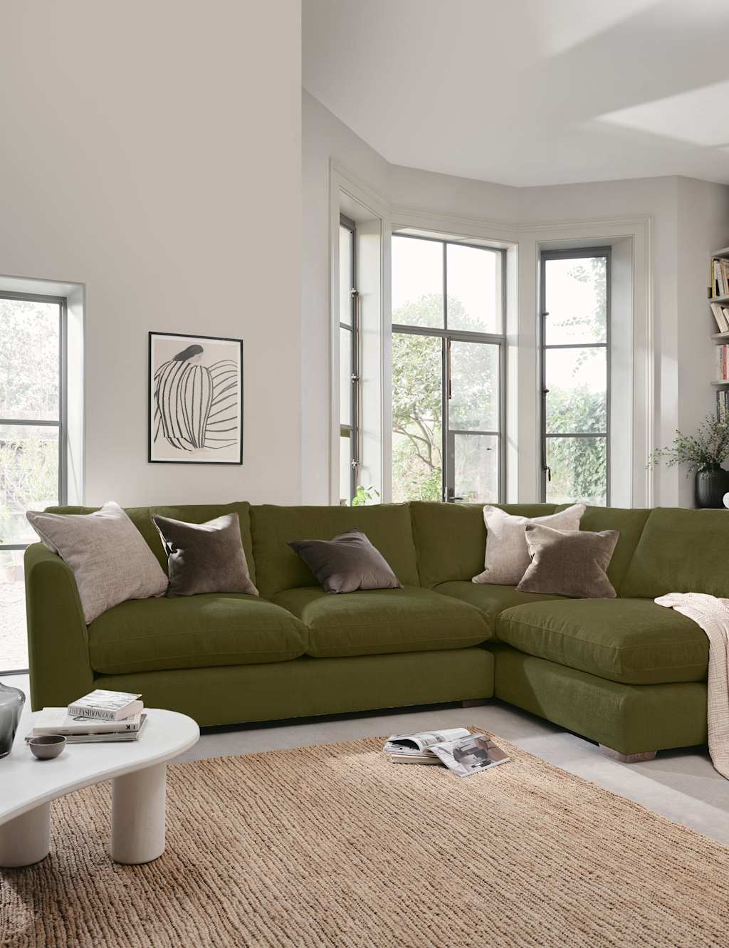 Barker And Stonehouse Palmer Textured Chenille Right Hand Corner Sofa - Green - Available at M&S