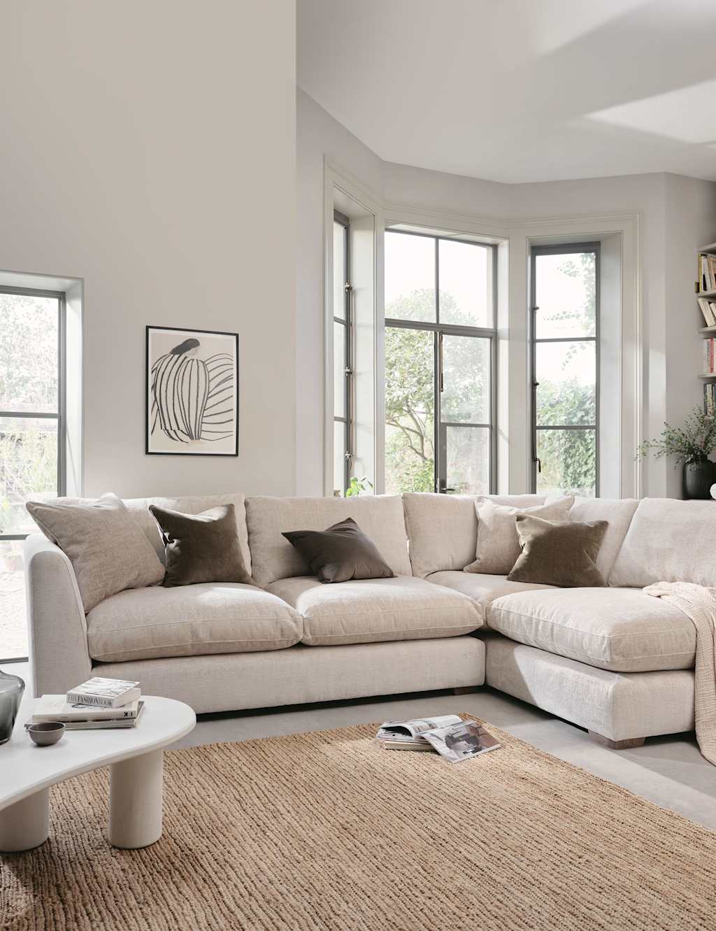 Barker And Stonehouse Palmer Textured Chenille Right Hand Corner Sofa - Neutral - Available at M&S