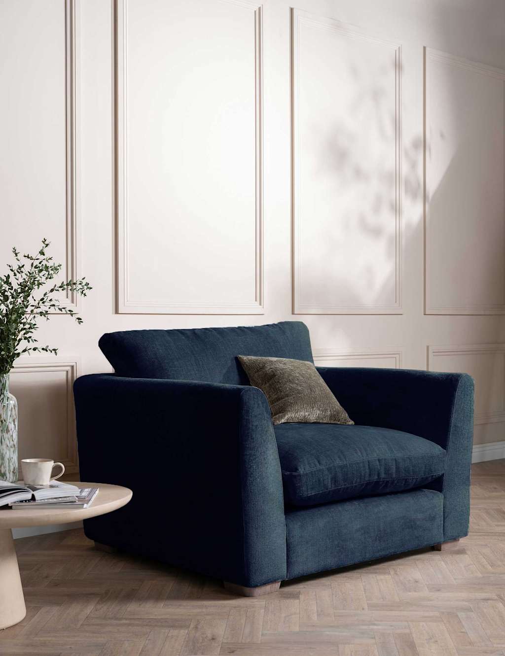 Barker And Stonehouse Palmer Textured Chenille Snuggle Chair - Navy - Available at M&S