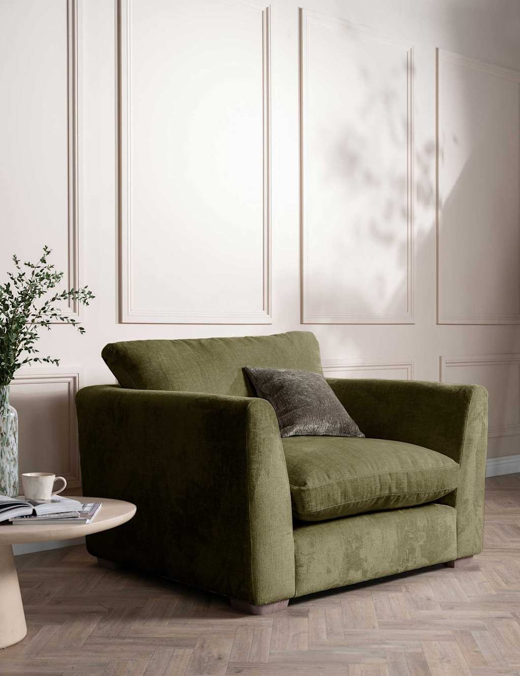 Barker And Stonehouse Palmer Textured Chenille Snuggle Chair - Green - Available at M&S
