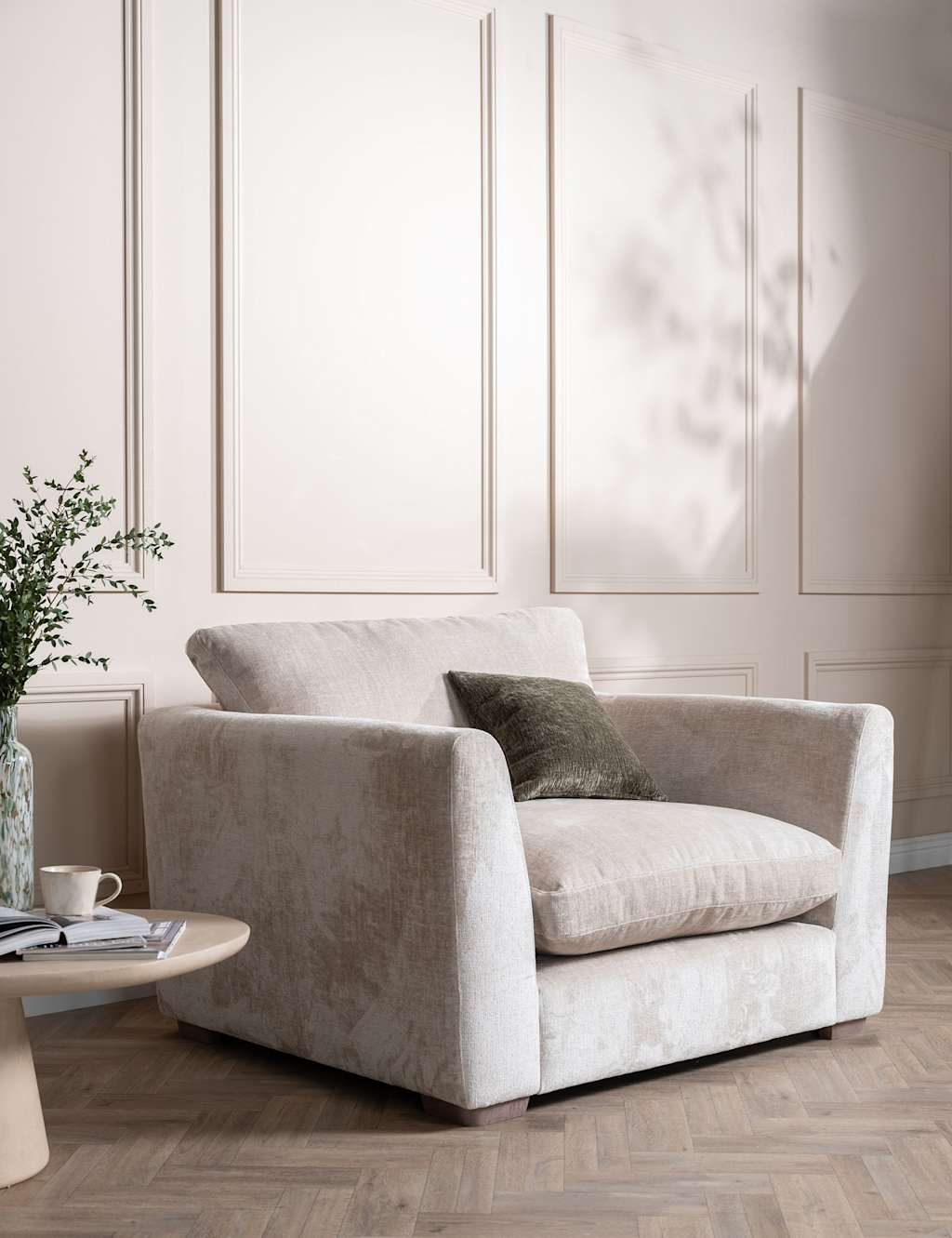 Barker And Stonehouse Palmer Textured Chenille Snuggle Chair - Neutral - Available at M&S
