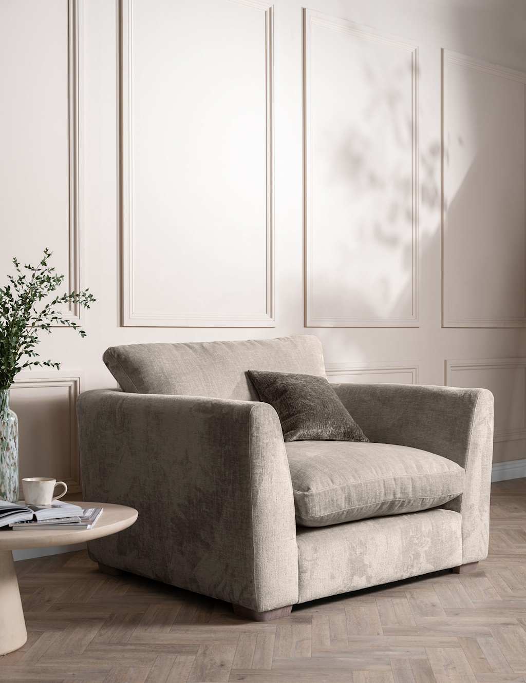 Barker And Stonehouse Palmer Textured Chenille Snuggle Chair - Grey - Available at M&S