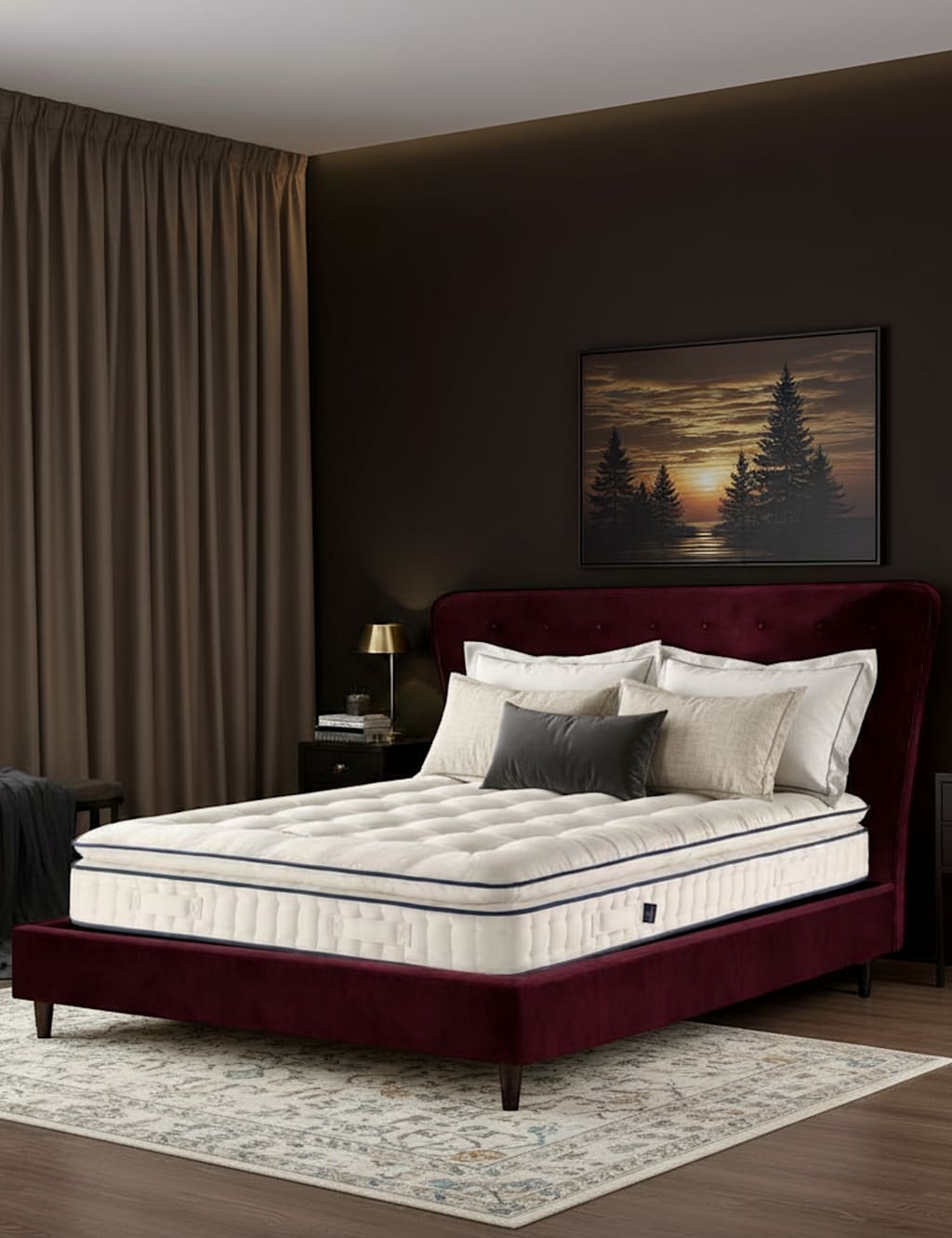 Harrison Spinks Midnight 6750 Medium Pillowtop Mattress - Double (4 ft 6) - White - Available at M&S