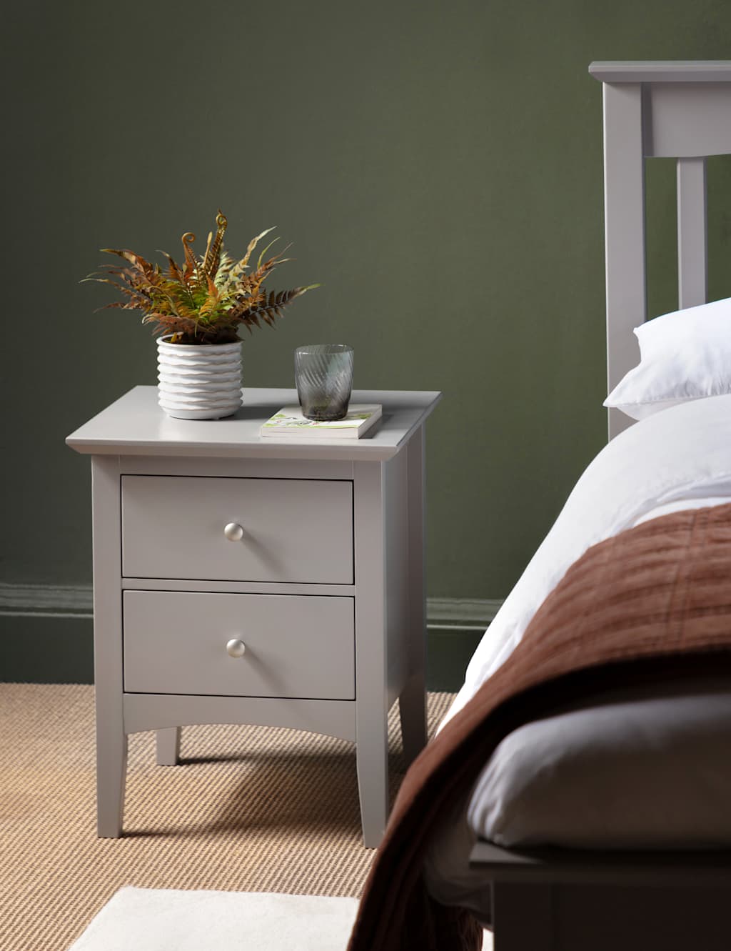 Gallery Direct Hastings Grey 2 Drawer Bedside Table - Available at M&S