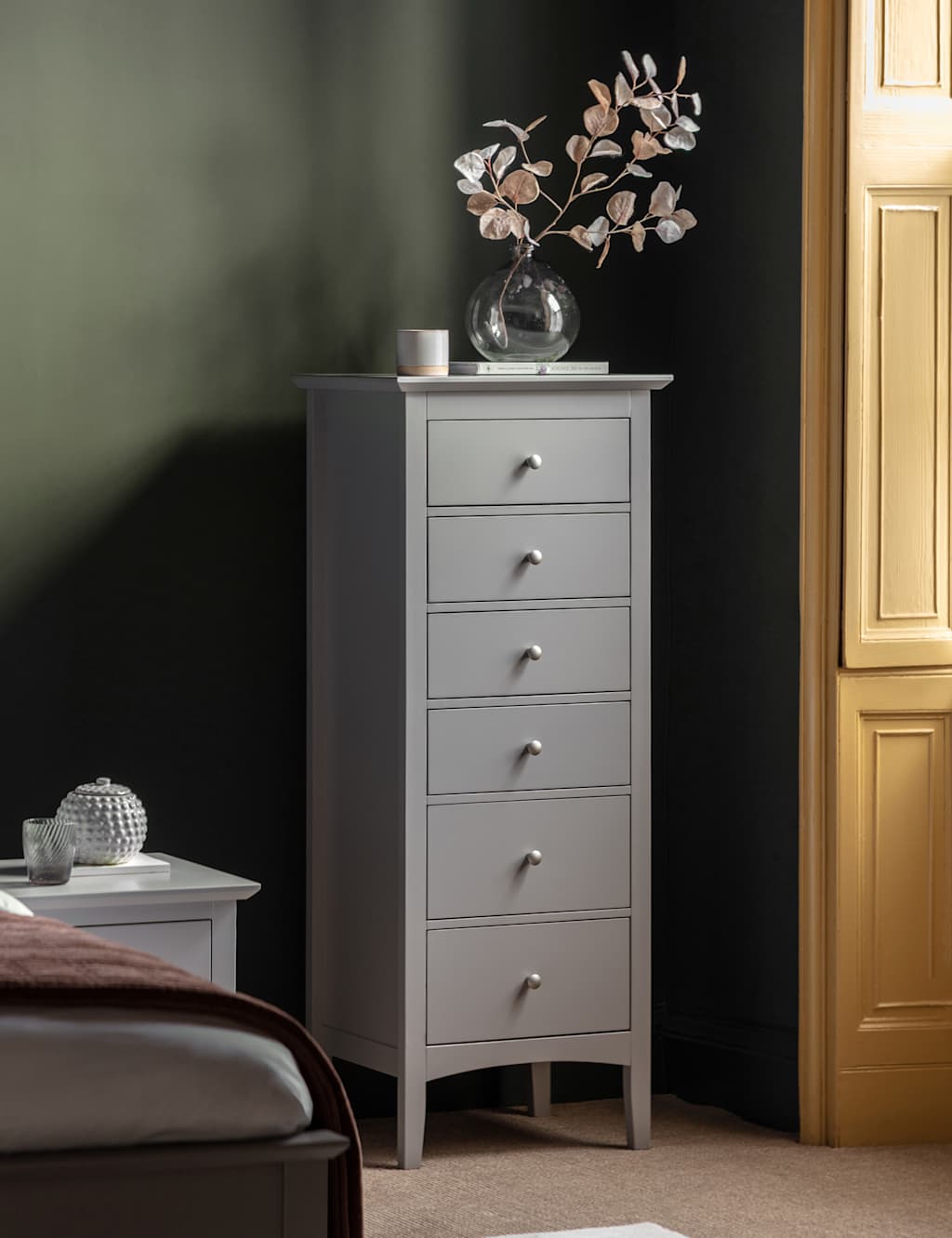 Gallery Direct Hastings Grey Tall 6 Drawer Chest - Available at M&S