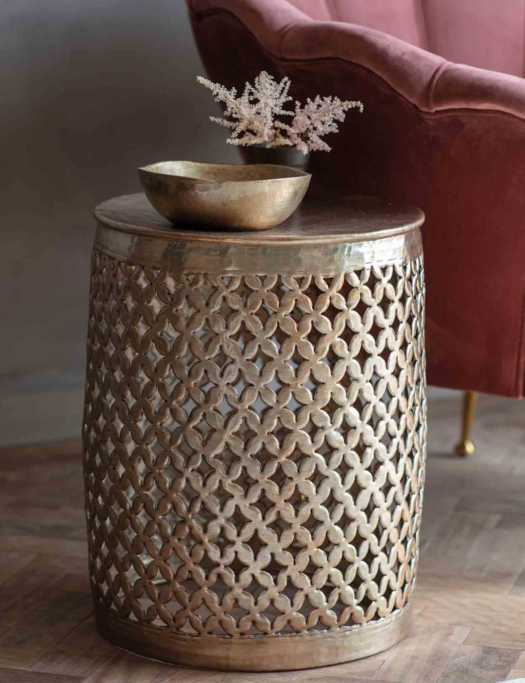 Gallery Direct Khalasar Metal Side Table - Gold - Available at M&S