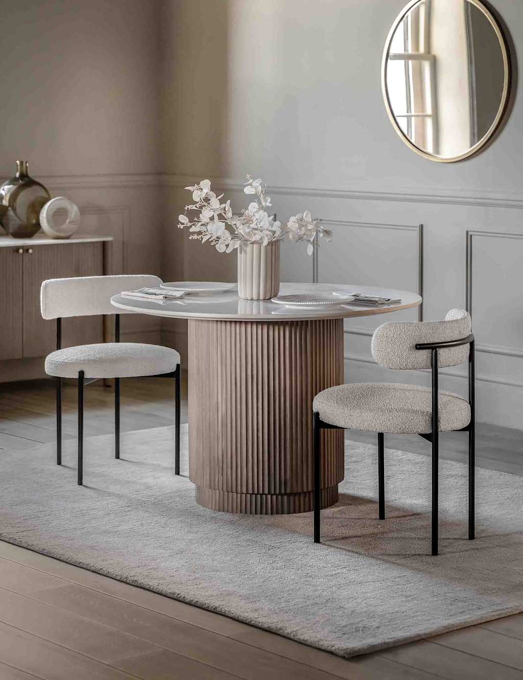 Gallery Direct Marmo Marble Mango Wood Round Dining Table - Natural Mix - Available at M&S