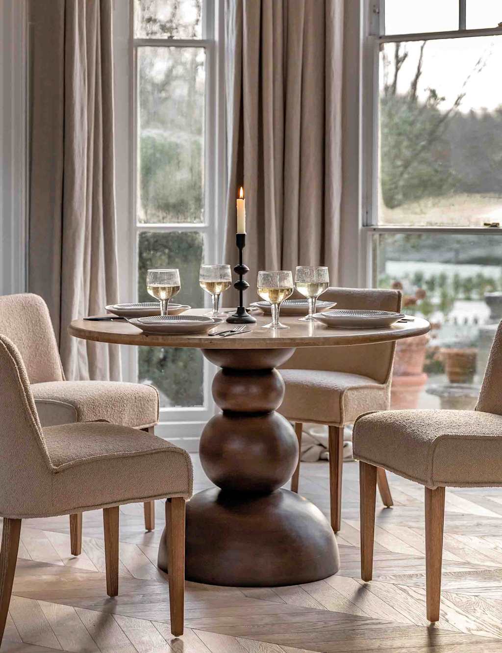 Gallery Direct Sculpt Round Dining Table - Natural Mix - Available at M&S