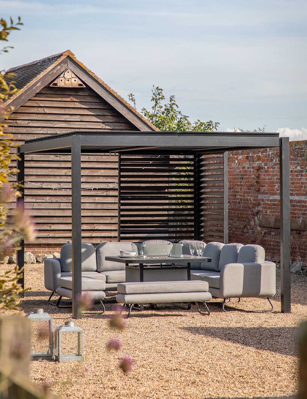 Gallery Direct Messina Pergola Louvre Screen - Black - Available at M&S
