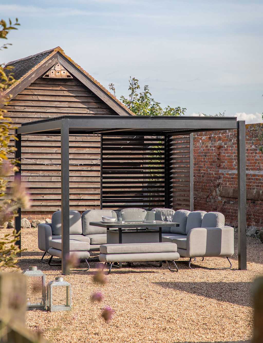Gallery Direct Messina Pergola Louvre Screen - Black - Available at M&S