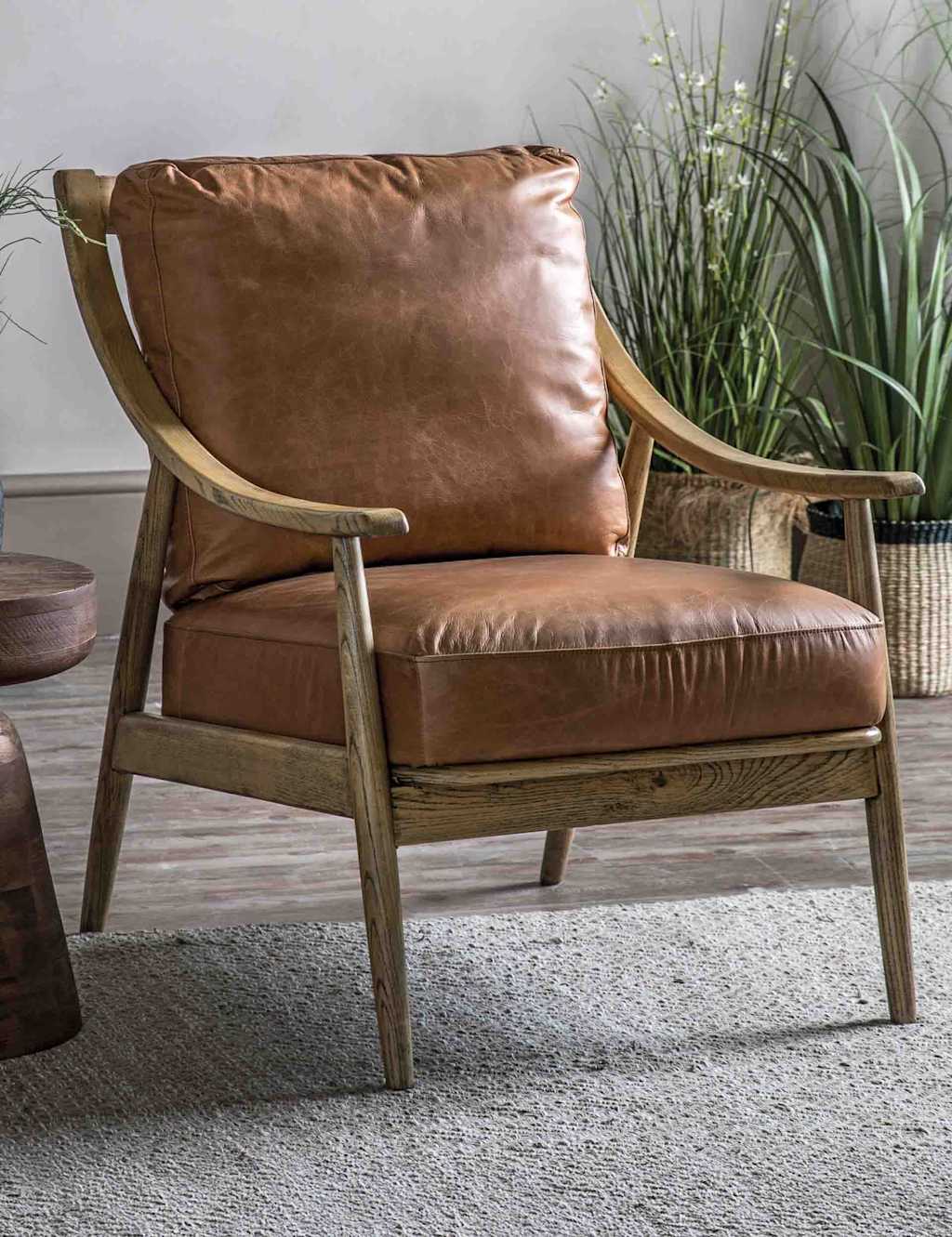 Gallery Direct Reliant Ash Leather Armchair - Brown - Available at M&S
