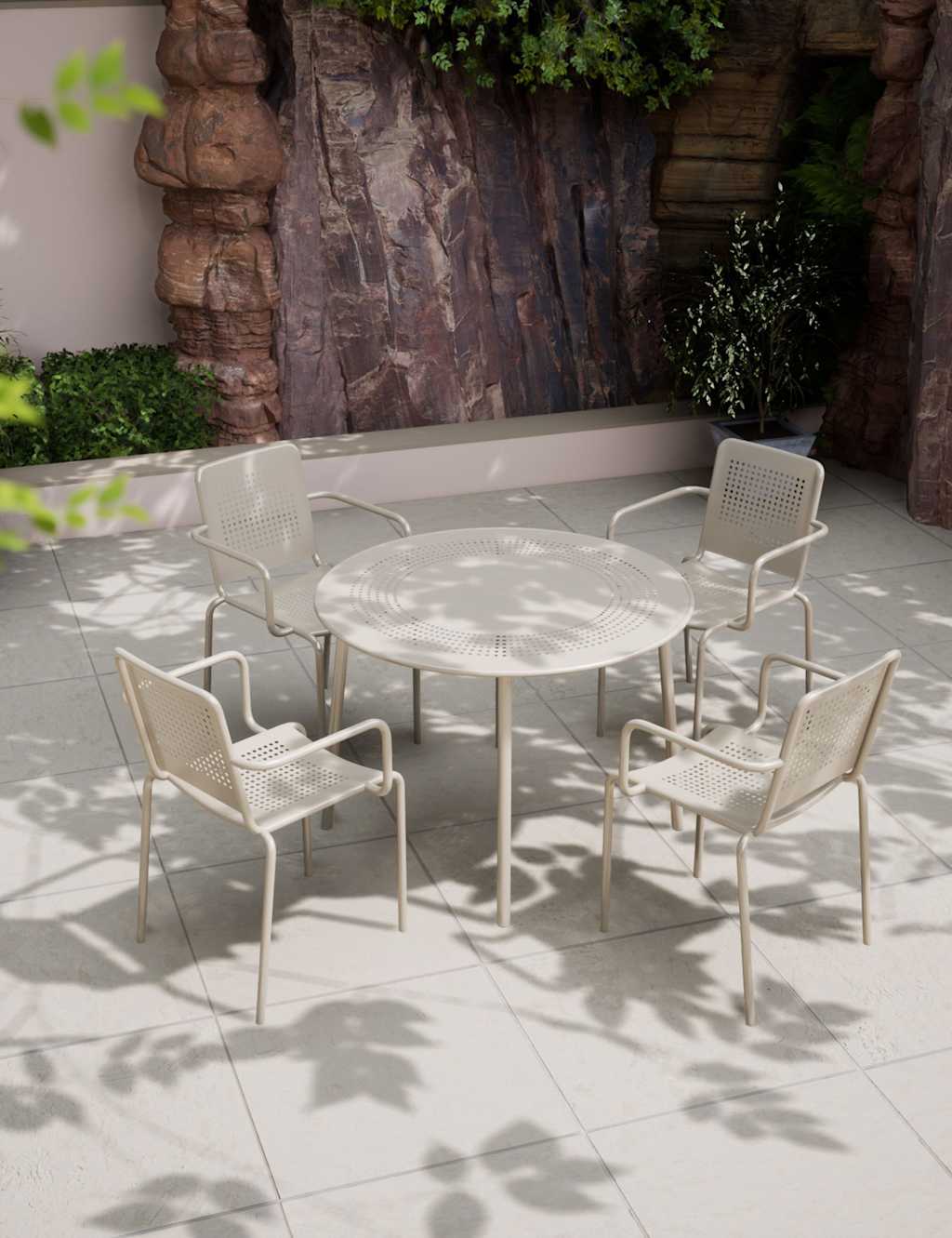 Royalcraft Porto 4 Seater Round Dining Set - Cream - Available at M&S