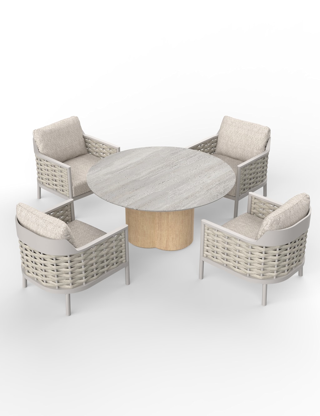 Royalcraft Olma Round Table and 4 Armchairs Dining Set - Grey - Available at M&S
