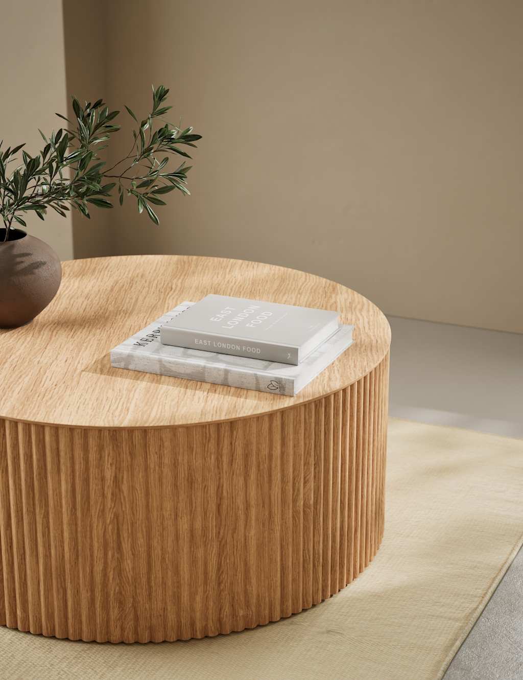 Gallery Direct Fluted Wood Round Coffee Table - Natural - Available at M&S