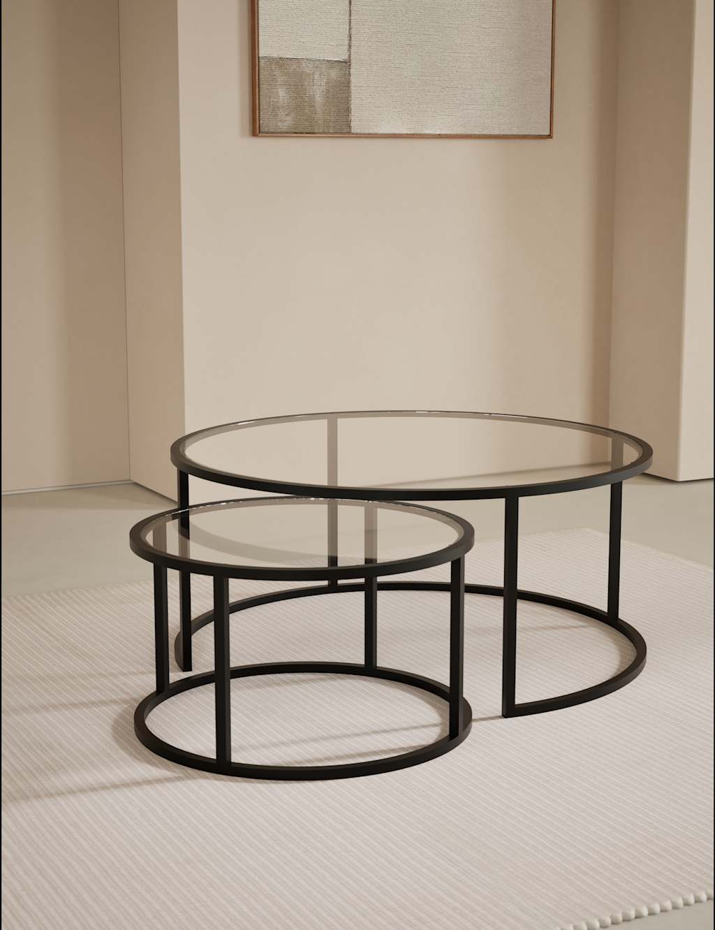 Gallery Direct Milan Metal & Glass Nest of Tables - Black - Available at M&S