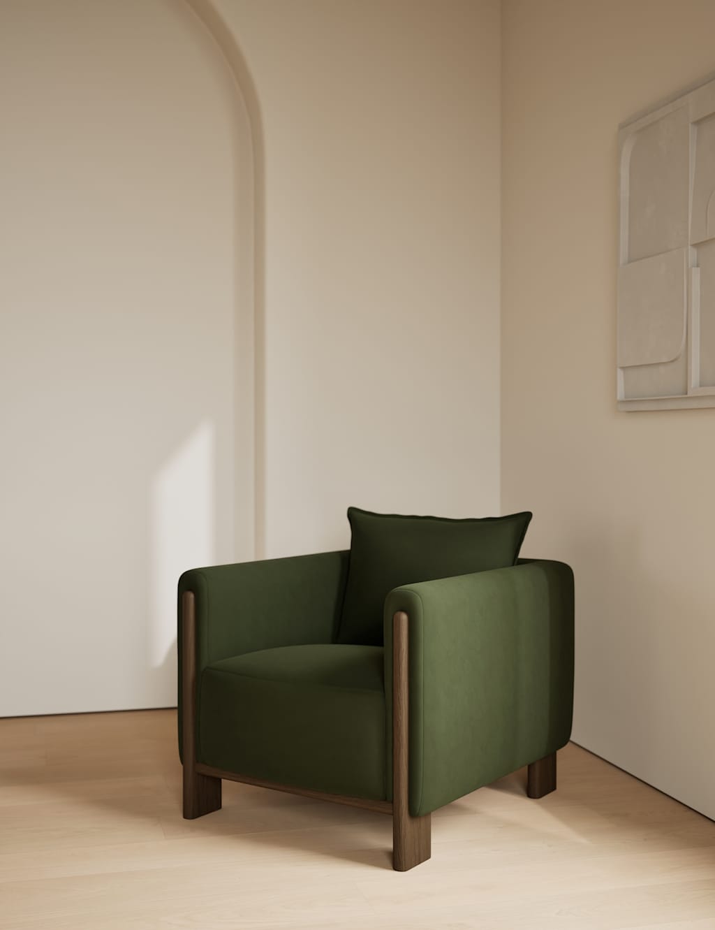 Gallery Direct Block Velvet Accent Chair - Dark Green - Available at M&S