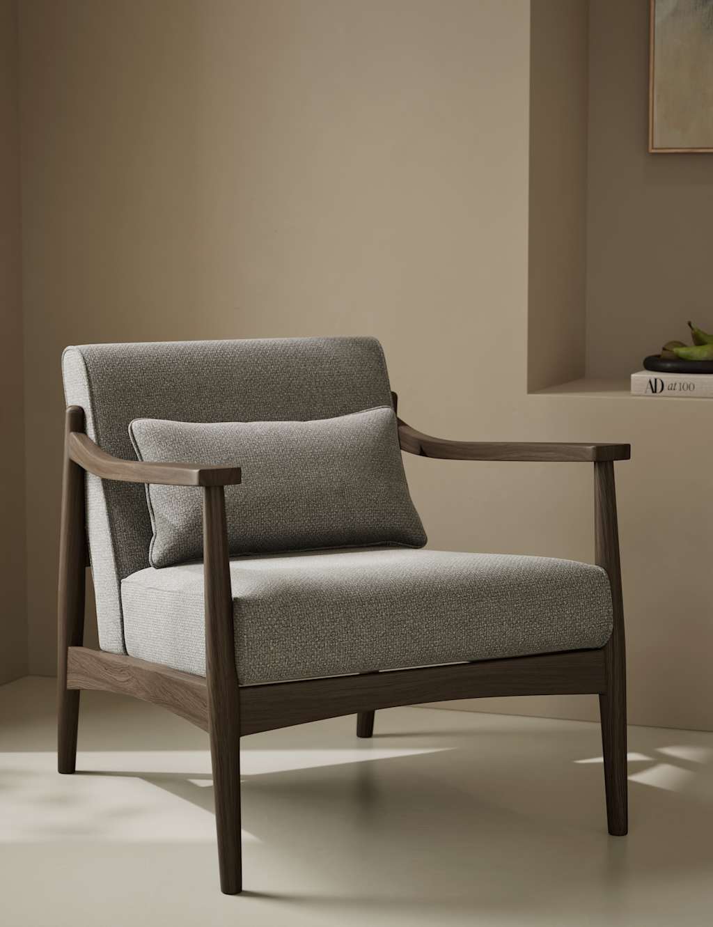 Gallery Direct Sherwood Dark Oak Chenille Accent Chair - Grey - Available at M&S