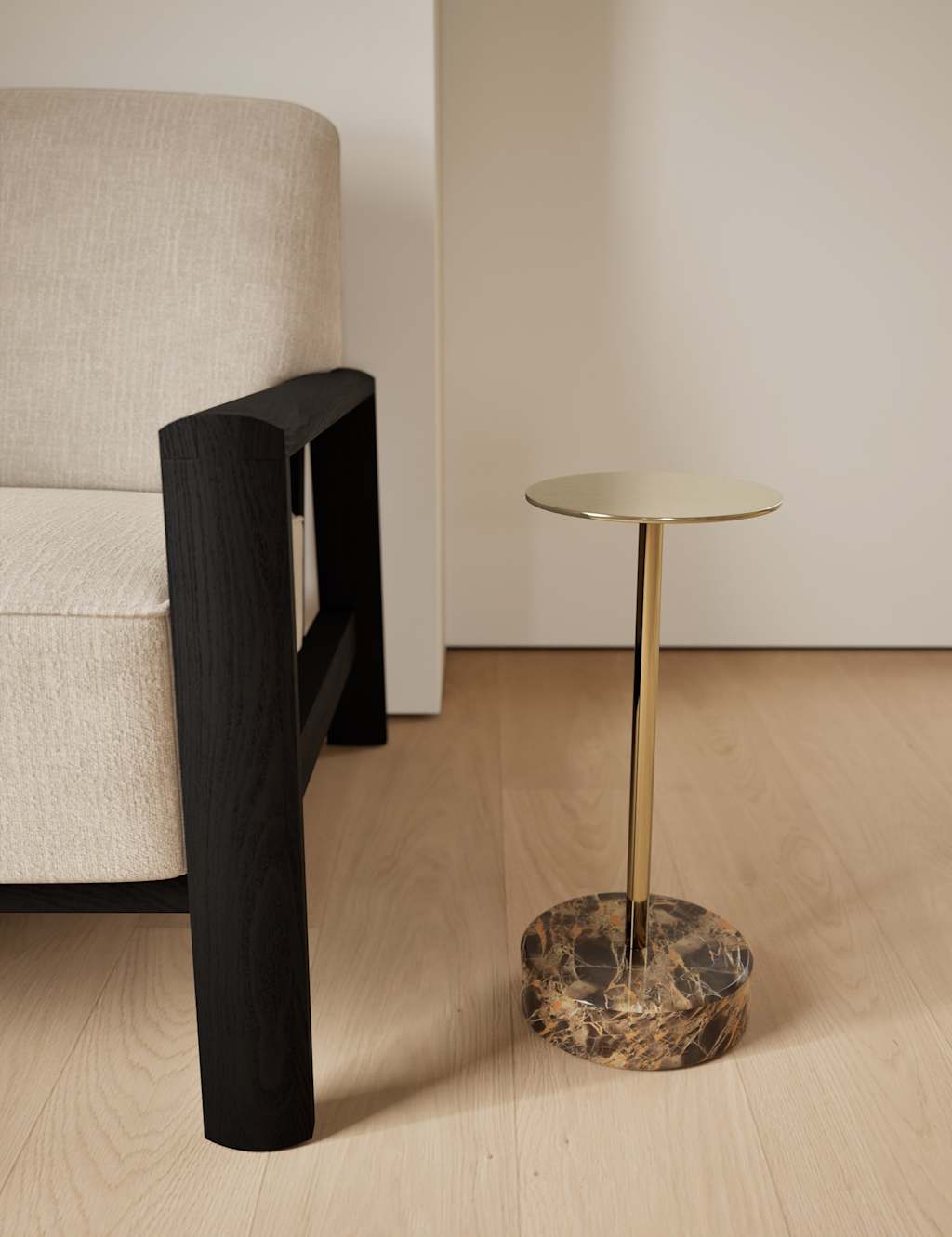 Gallery Direct Brass & Marble Base Side Table - Antique Brass - Available at M&S