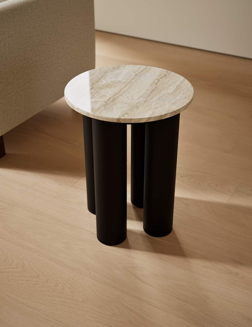 Gallery Direct Marble & Mango Wood Side Table - Black Mix - Available at M&S