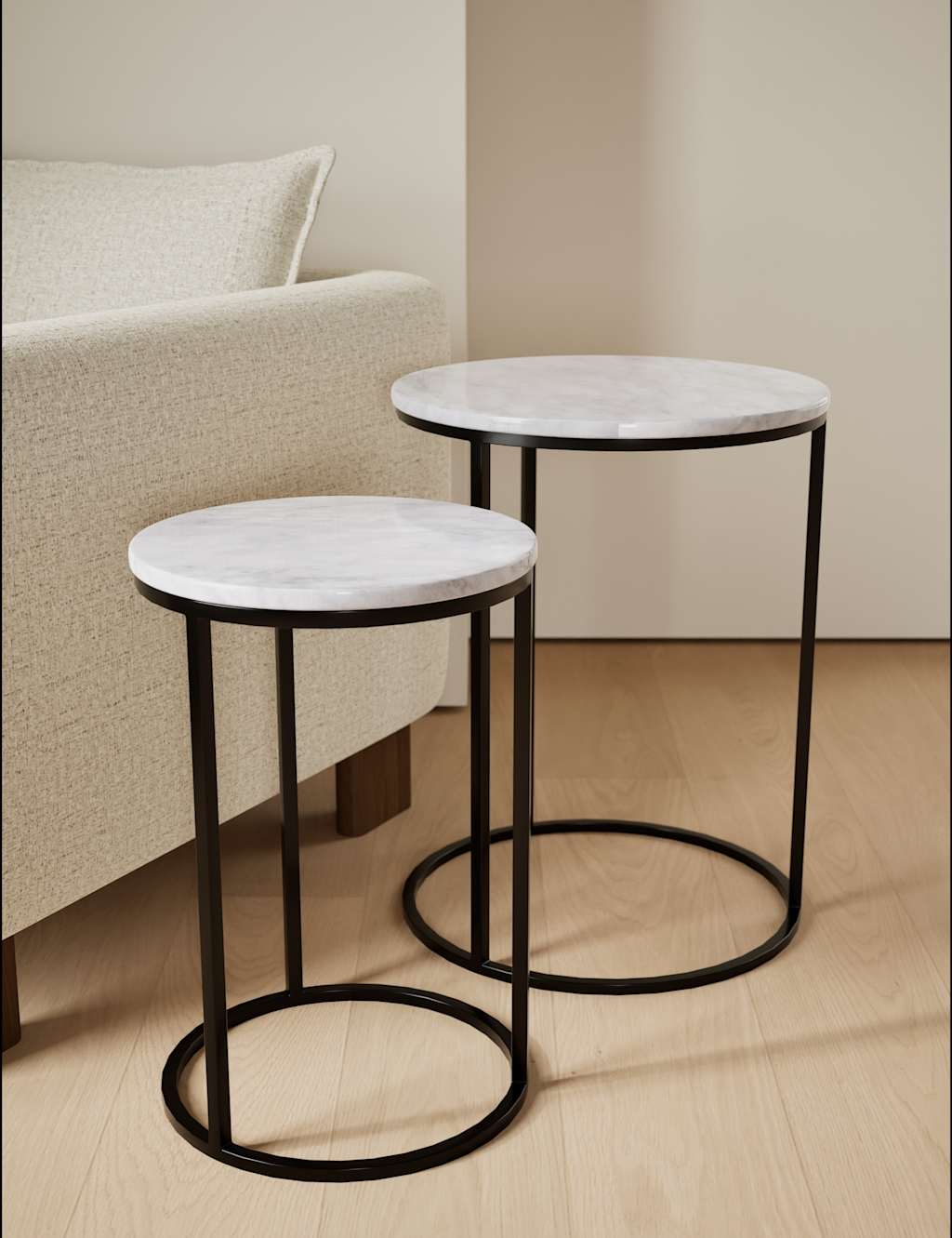 Gallery Direct Farley Marble Nest of Tables - White Mix - Available at M&S