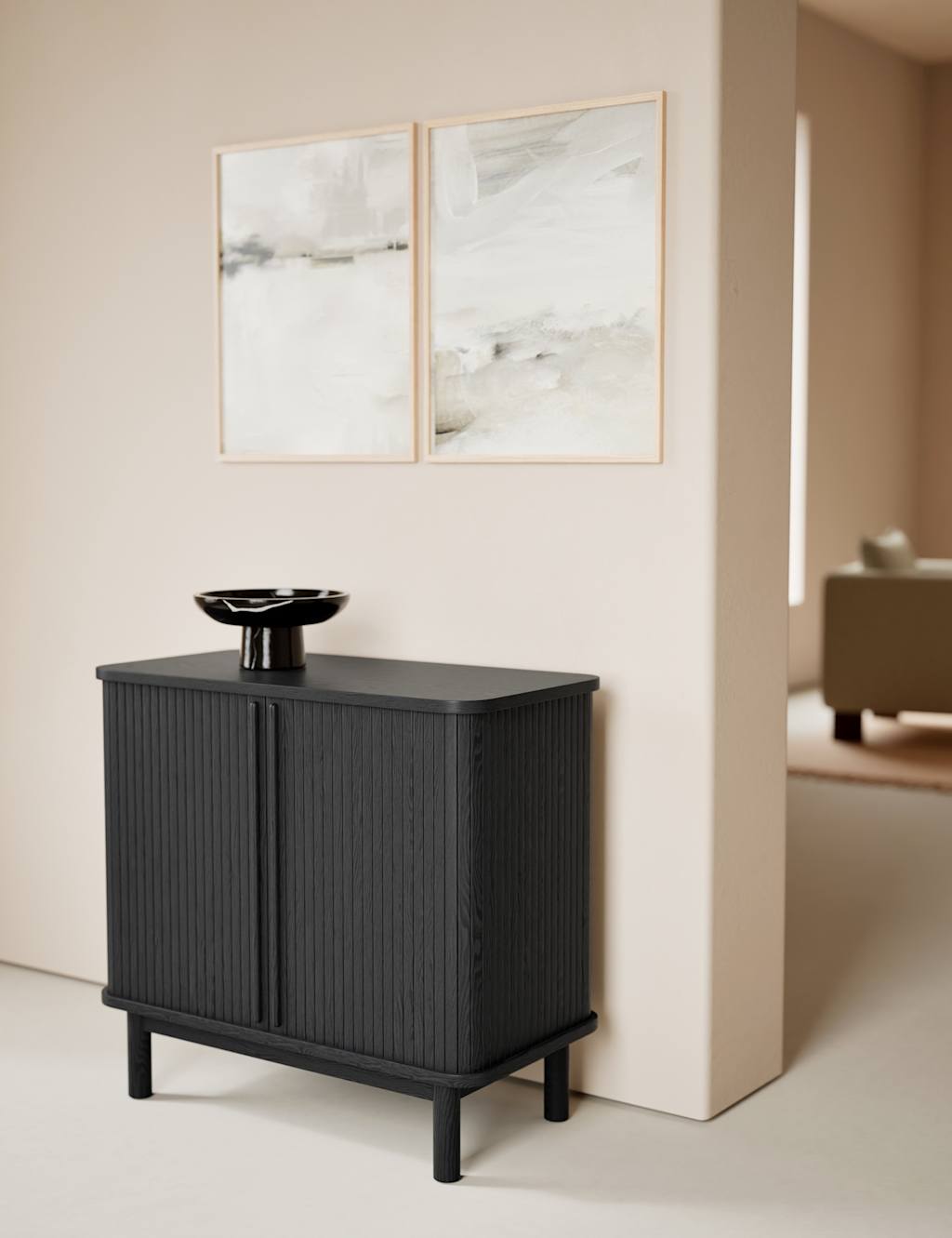 Gallery Direct Fluted 2 Door Sideboard - Black - Available at M&S