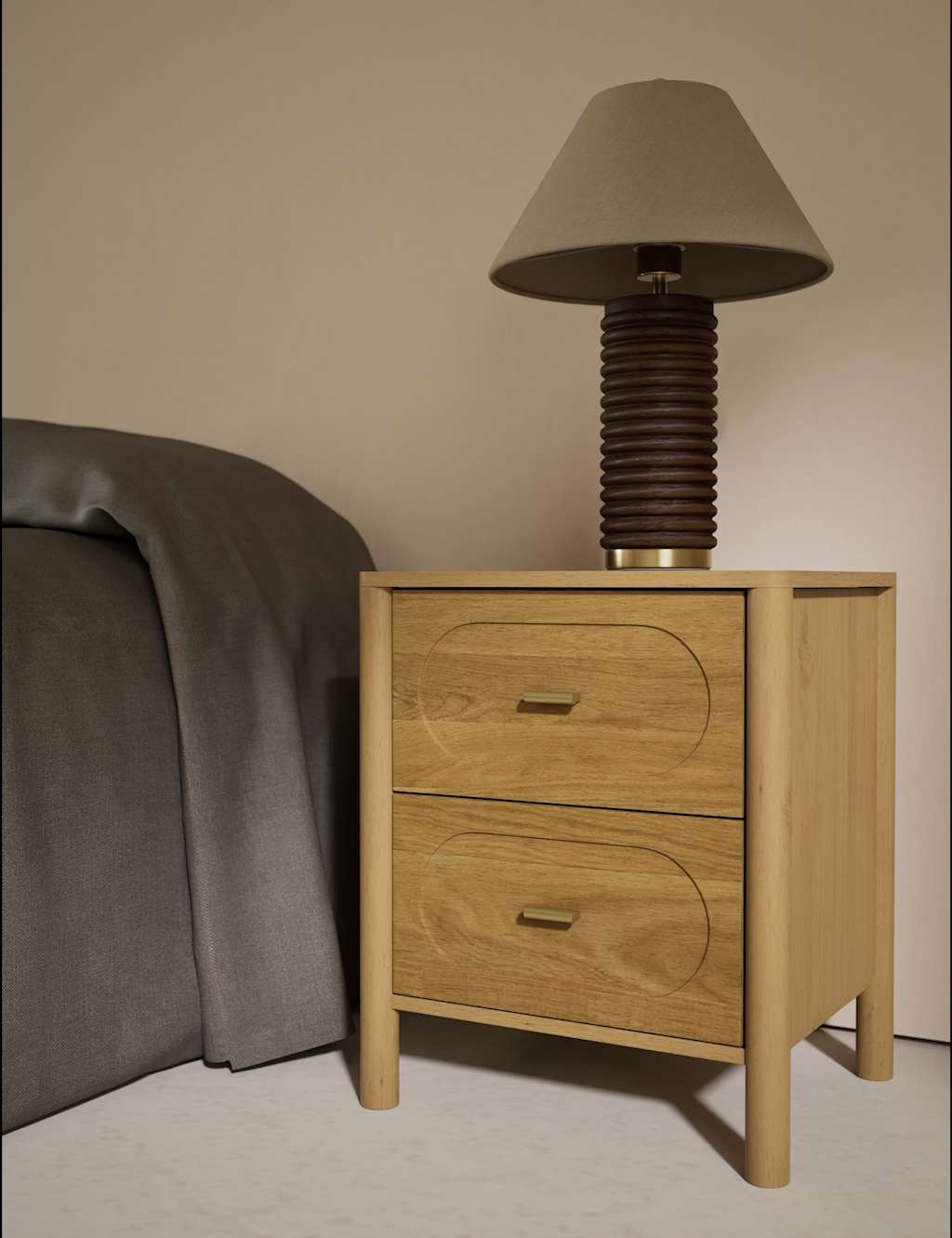 Gallery Direct Giles 2 Drawer Bedside Table - Natural - Available at M&S