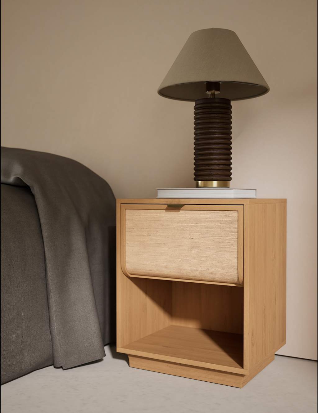 Gallery Direct Woven Front Bedside Table - Natural - Available at M&S
