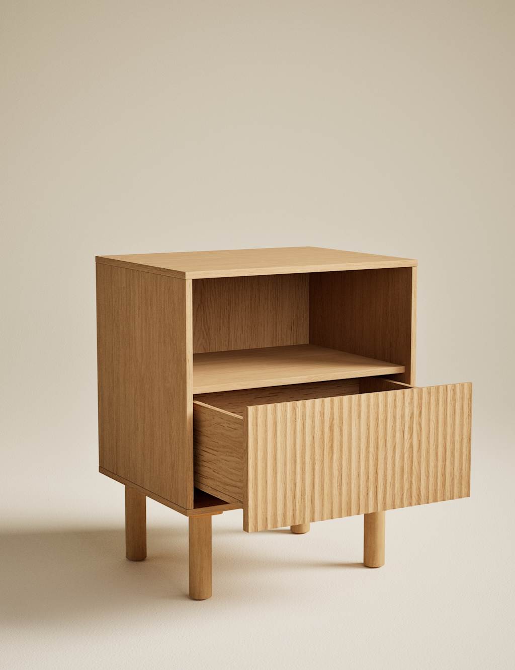 Gallery Direct Fluted Bedside Table - Natural - Available at M&S