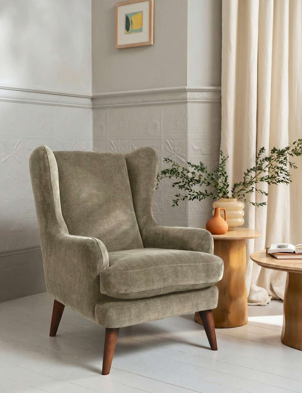 Barker And Stonehouse Sven Chenille Armchair - Sage - Available at M&S