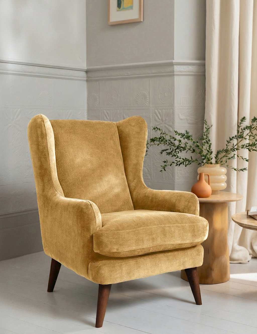 Barker And Stonehouse Sven Chenille Armchair - Golden Rose - Available at M&S