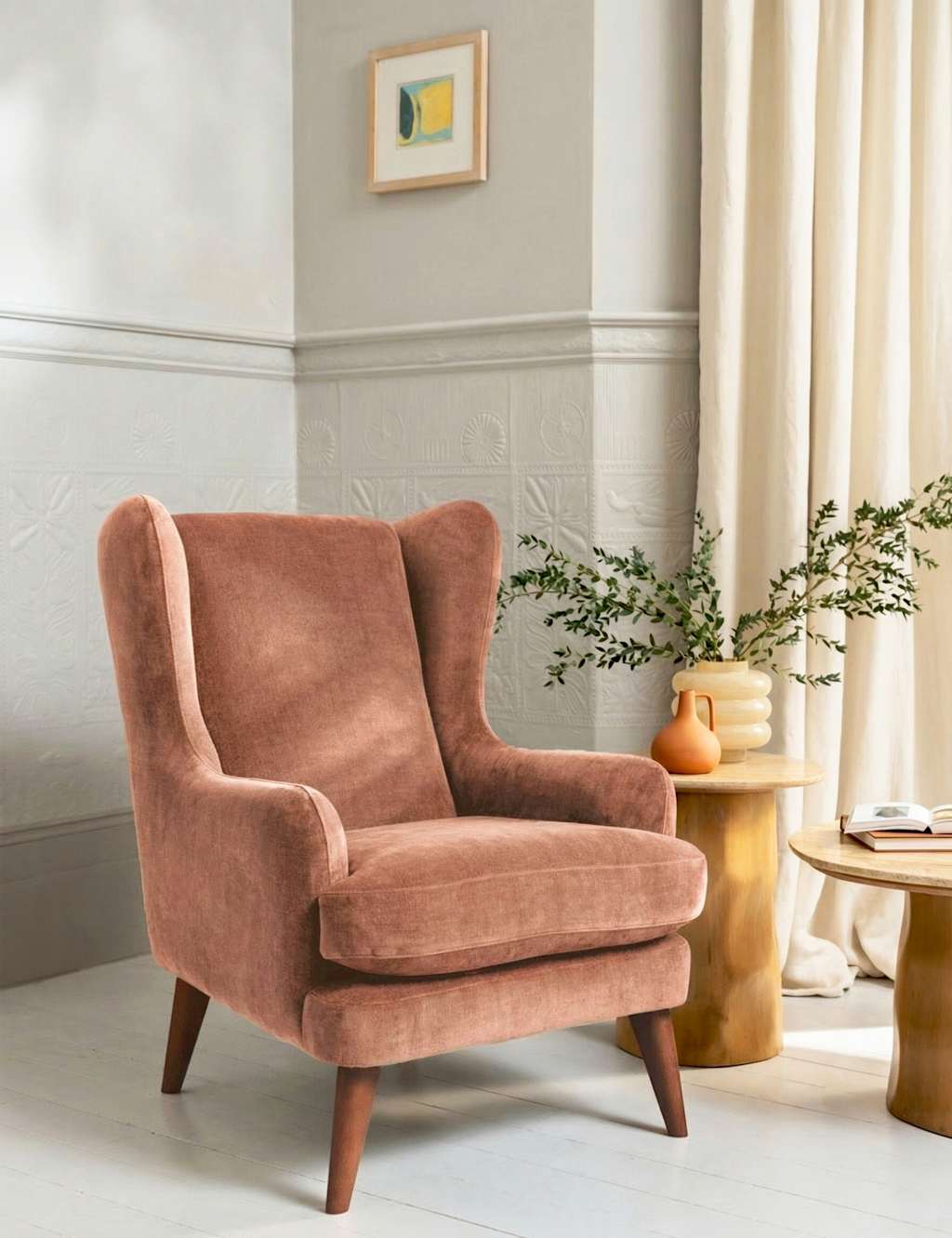 Barker And Stonehouse Sven Chenille Armchair - Dusky Rose - Available at M&S