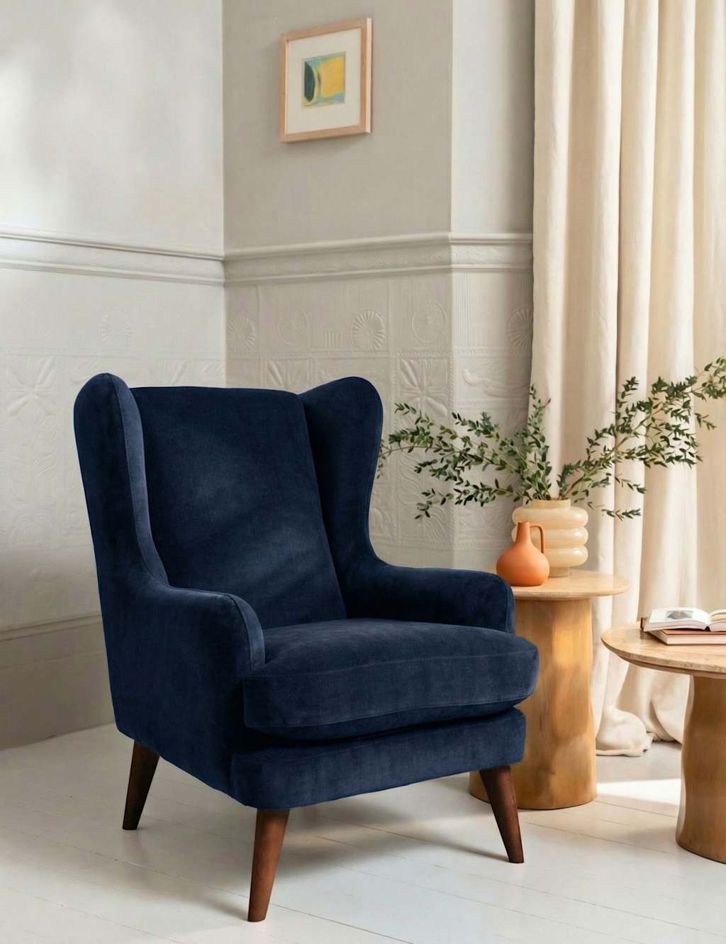 Barker And Stonehouse Sven Chenille Armchair - Navy - Available at M&S