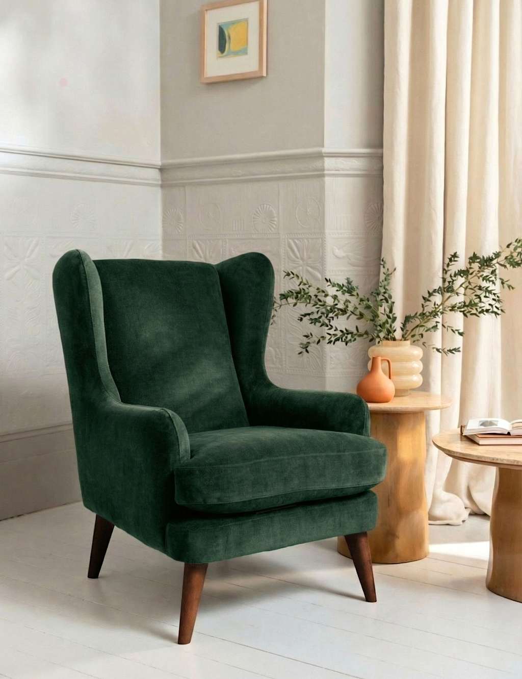 Barker And Stonehouse Sven Chenille Armchair - Dark Green - Available at M&S