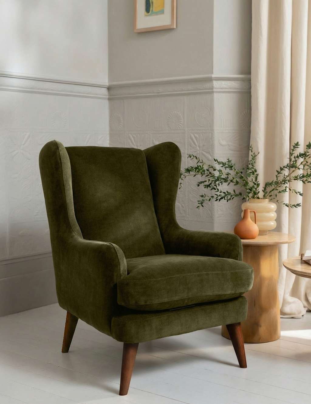 Barker And Stonehouse Sven Chenille Armchair - Olive - Available at M&S