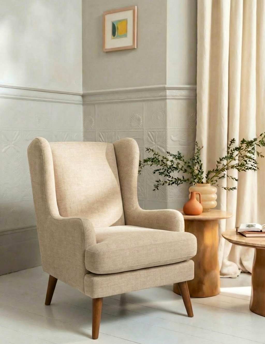 Barker And Stonehouse Sven Chenille Armchair - Oatmeal - Available at M&S