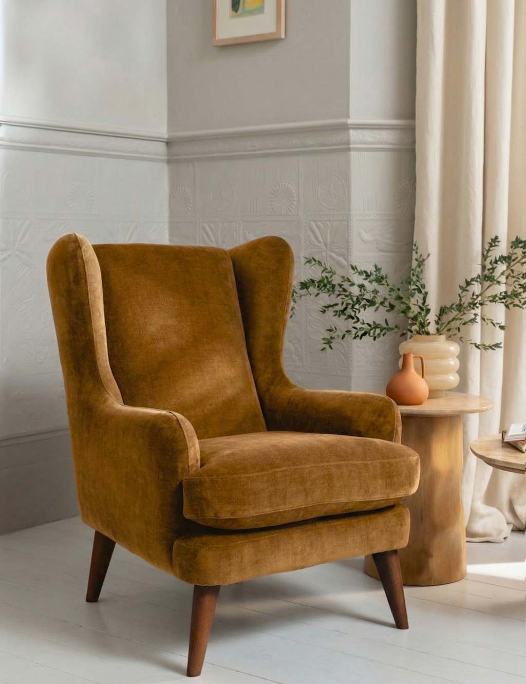 Barker And Stonehouse Sven Chenille Armchair - Camel - Available at M&S
