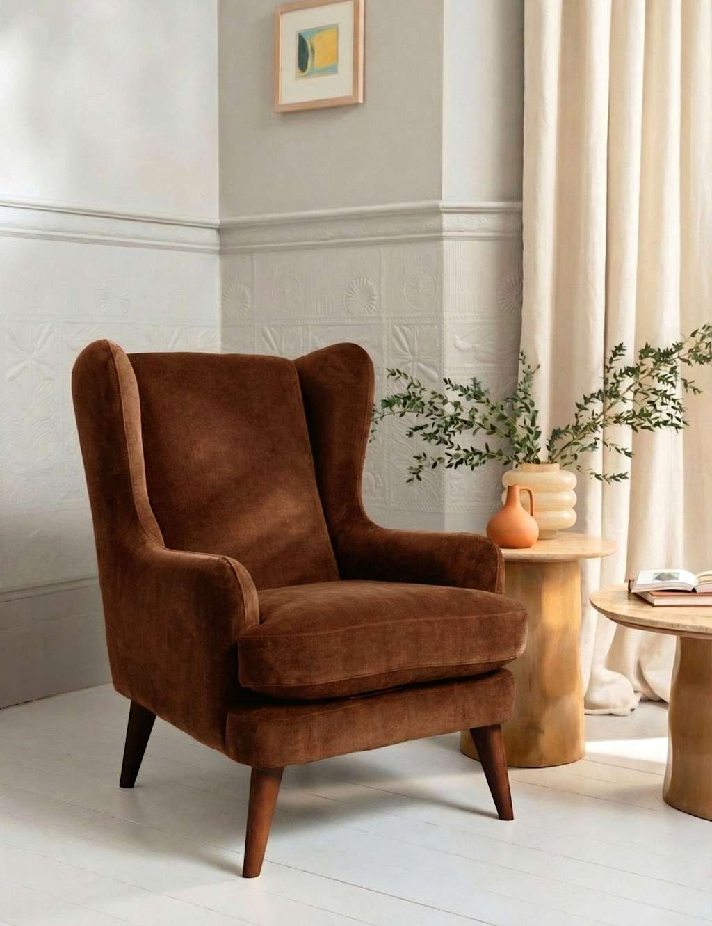 Barker And Stonehouse Sven Chenille Armchair - Dark Brown - Available at M&S