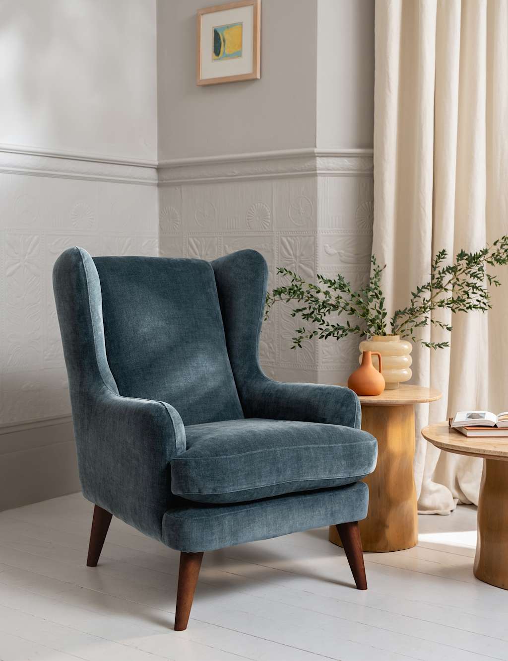 Barker And Stonehouse Sven Chenille Armchair - Teal - Available at M&S