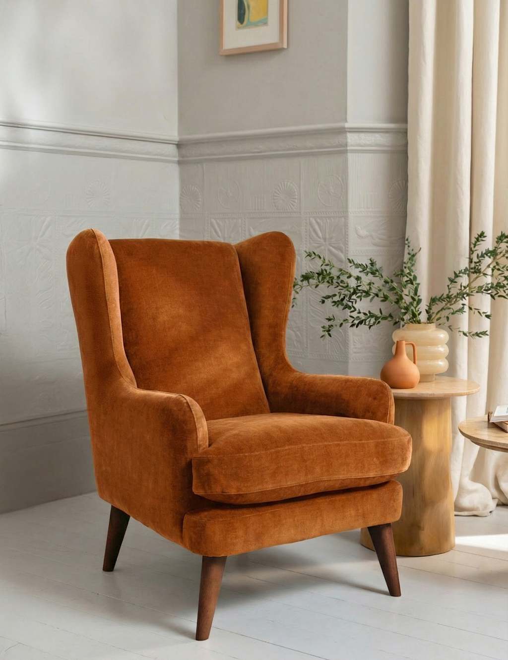 Barker And Stonehouse Sven Chenille Armchair - Dark Orange - Available at M&S