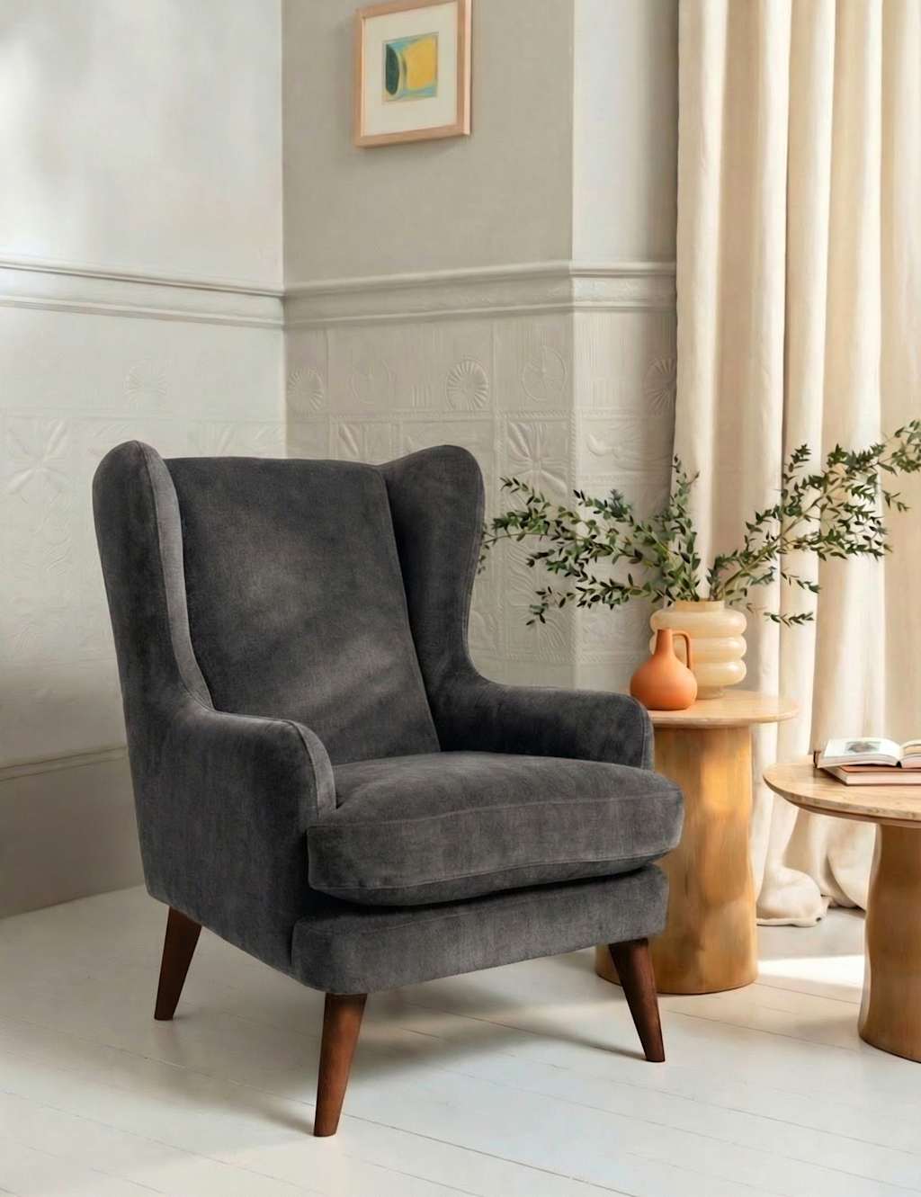 Barker And Stonehouse Sven Chenille Armchair - Dark Grey - Available at M&S