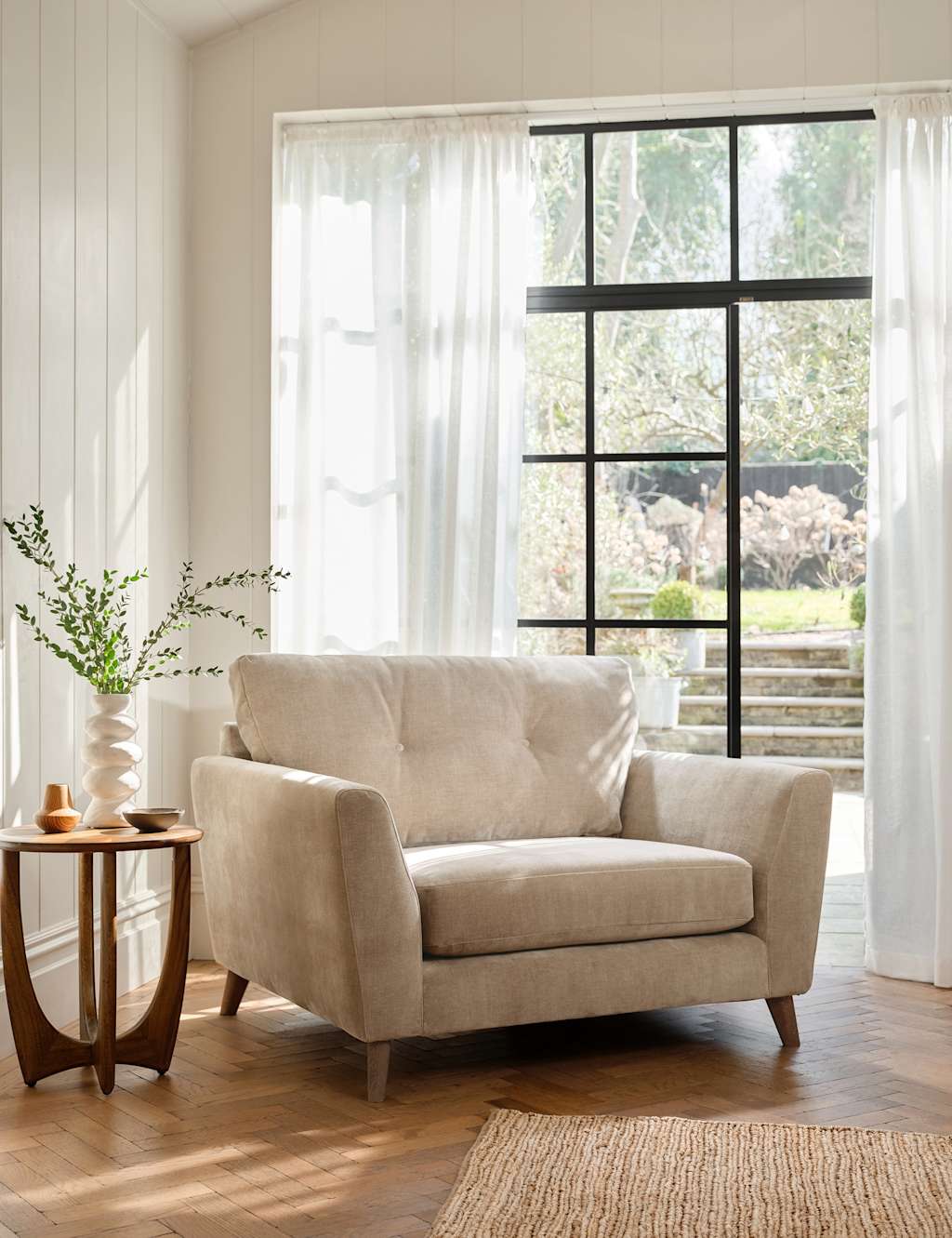 Barker And Stonehouse Ellis Chenille Snuggle Chair - Light Cream - Available at M&S
