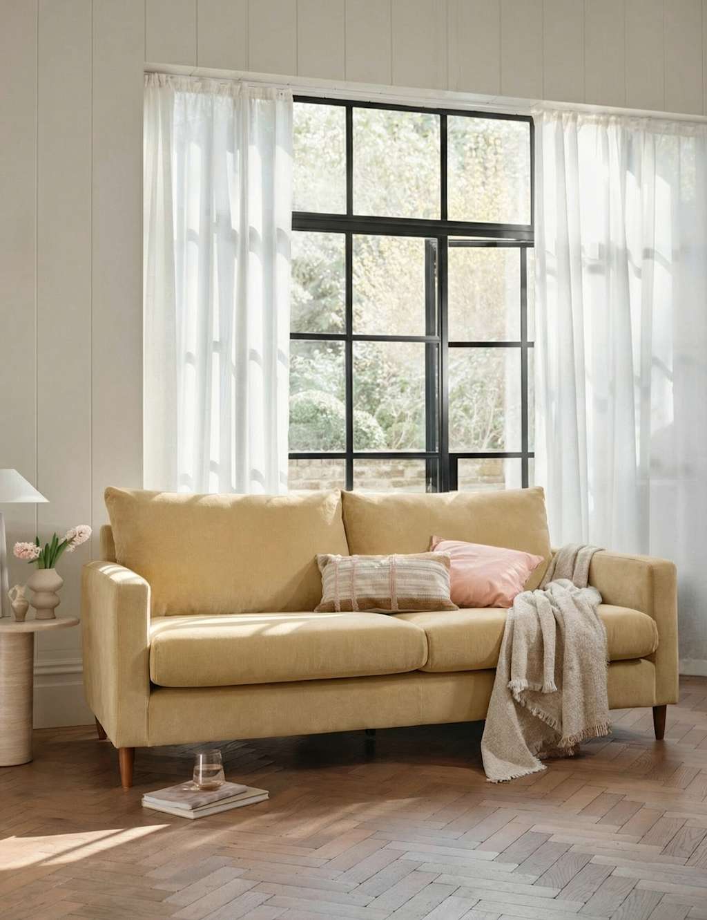 Barker And Stonehouse Todd Chenille 3 Seater Sofa - Yellow - Available at M&S