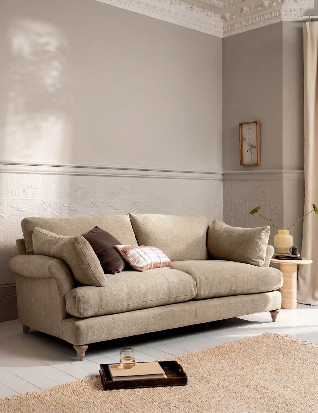 Barker And Stonehouse Isla Fabric Extra Large 3 Seater Sofa - Khaki - Available at M&S