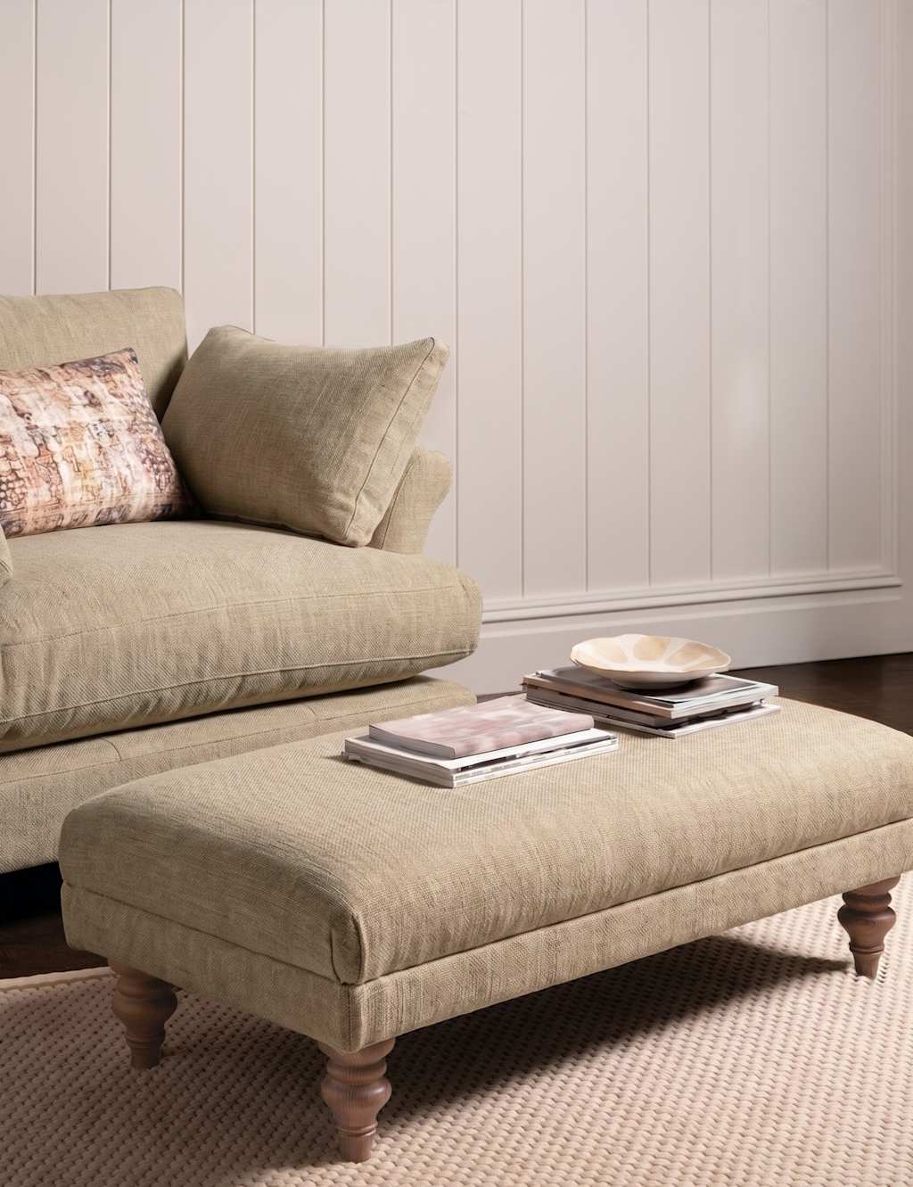 Barker And Stonehouse Isla Footstool - Khaki - Available at M&S