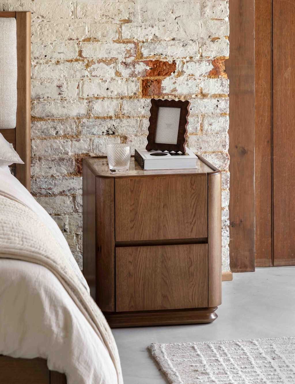 Gallery Direct Dempsey Two Drawer Bedside Table - Brown - Available at M&S